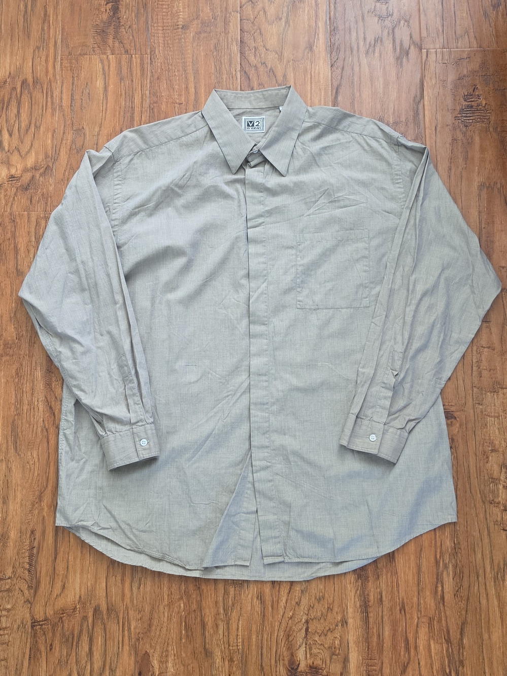 V2 by Versace Men's Light Gray Button Up Dress Shirt Vintage Cotton 17L